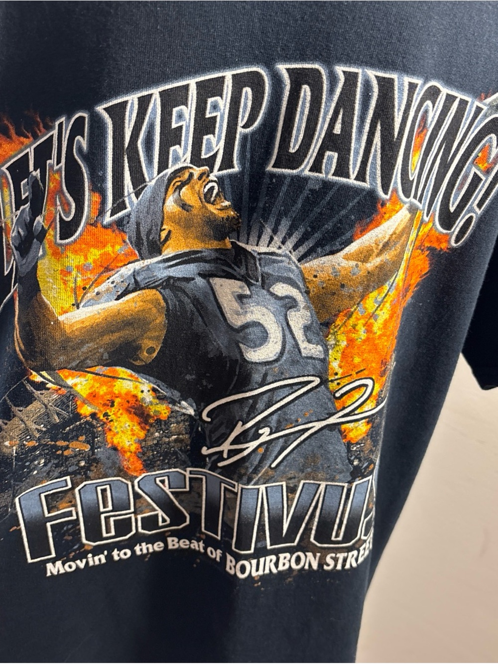 Gildan Black Short Sleeve 'Let's Keep Dancing' Graphic Tee Orange Flames 443